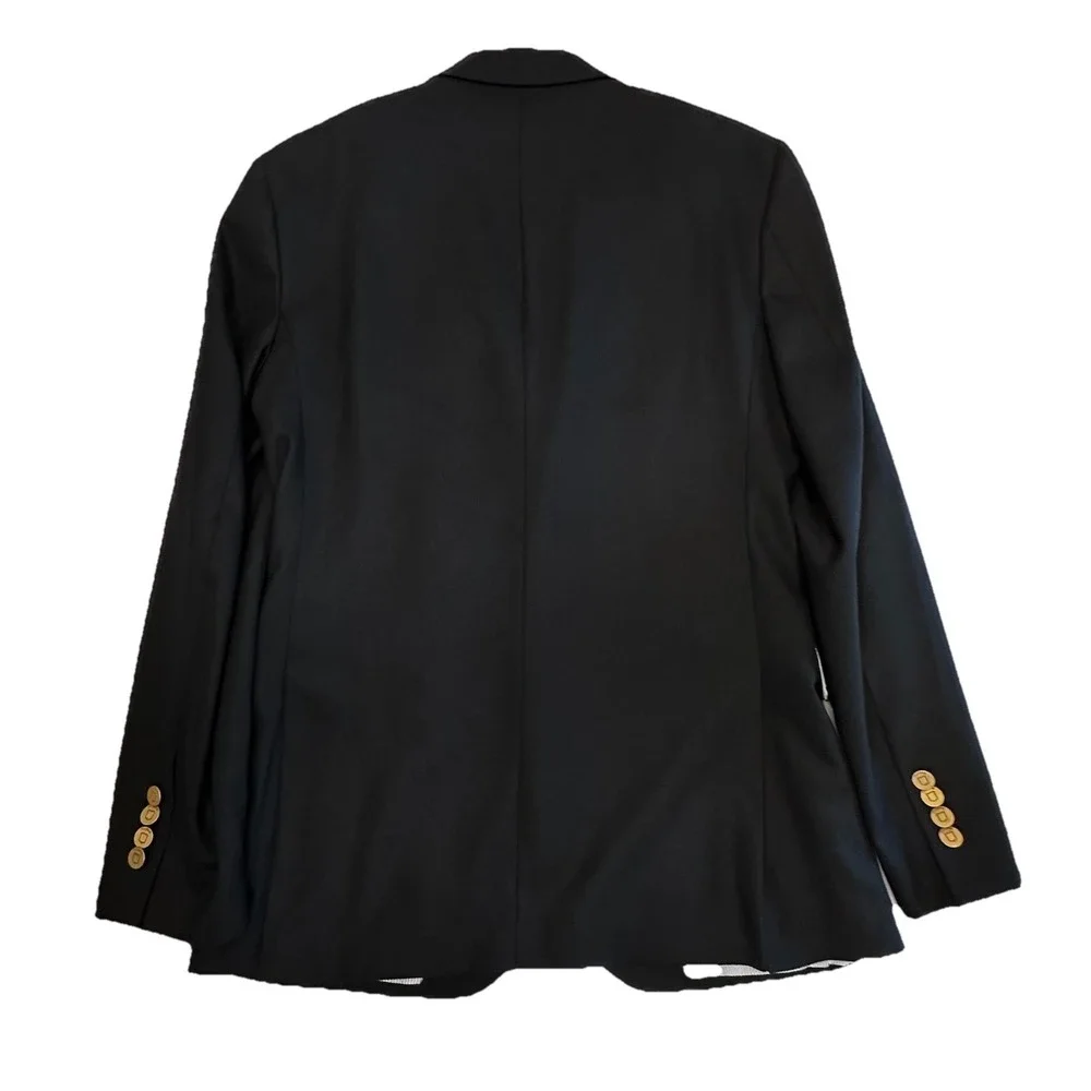 Jos A Bank 1905 Mens 37R Slim Fit Wool Blazer Navy Blue‎ Gold Crest Buttons